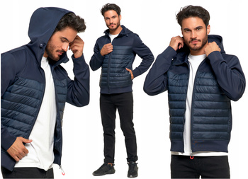 KURTKA MĘSKA Pikowana Przejściowa Rozpinana z Kapturem MORAJ 