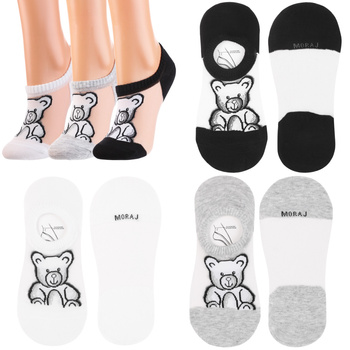 SKARPETKI DAMSKIE NISKIE SKARPETY BALERINKI STOPKI MISIE MORAJ 3-PAK