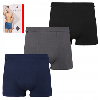 Bokserki Męskie Bawełna Dopasowane Gładkie Klasyczne ZESTAW 3-PAK MORAJ 