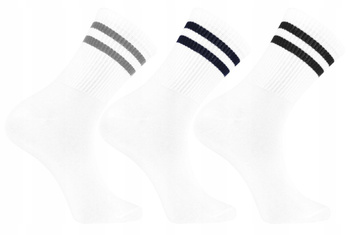 Skarpetki Męskie Wysokie Białe Skarpety Szeroki Ściągacz MORAJ 3pak 
