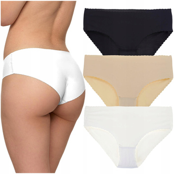 FIGI DAMSKIE LASEROWO CIĘTE MAJTKI DELIKATNA BIELIZNA GŁADKIE 3-PAK MORAJ 