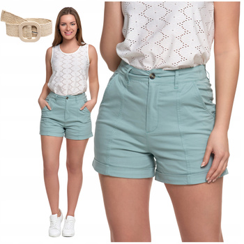 Spodenki Damskie Szorty z Paskiem Bawełna Wygodne z Kieszeniami MORAJ 