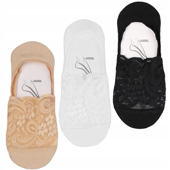 Skarpetki Damskie Niskie Stopki Koronka Balerinki Modne MORAJ 3-pary 