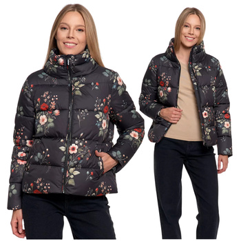 KRÓTKA KURTKA DAMSKA PIKOWANA Z KAPTUREM NA JESIEŃ CIEPŁA MORAJ