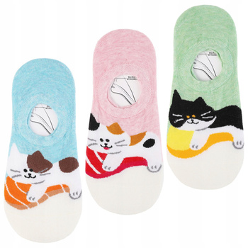 NISKIE STOPKI Damskie Skarpetki Balerinki Silikon Kotki MORAJ 3-PAK