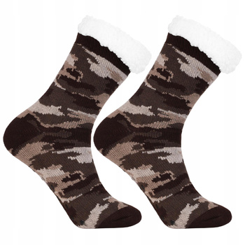 SKARPETKI GRUBE CIEPŁE SKARPETY MĘSKIE BAMBOSZE PAPCIE ABS MORO MORAJ