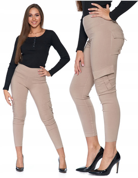 SPODNIE DAMSKIE PUSH-UP Modelujące Pośladki Beżowe z Kieszeniami MORAJ 