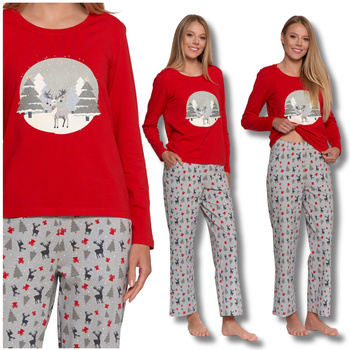 ŚWIĄTECZNA PIŻAMA DAMSKA CIEPŁA Z RENIFEREM PREZENT NA ŚWIĘTA MORAJ
