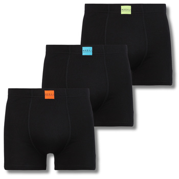 CZARNE BOKSERKI MĘSKIE KLASYCZNE DOPASOWANE MAJTKI BAWEŁNA MORAJ 3-PAK