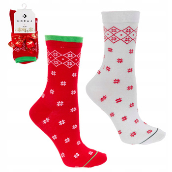Skarpety ŚWIĄTECZNE WZORY Skarpetki PREZENT na Święta MORAJ 2-PAK 