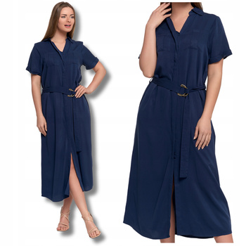 SUKIENKA DAMSKA MIDI Szmizjerka z Wiskozy Elegancka z Paskiem MORAJ