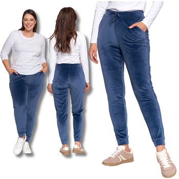 WELUROWE SPODNIE DAMSKIE DRESOWE RURKI WYSOKI STAN WYGODNE MORAJ