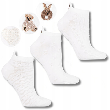 Skarpetki Stopki Damskie Niskie Skarpety Urocze Białe MORAJ 3-PAK 
