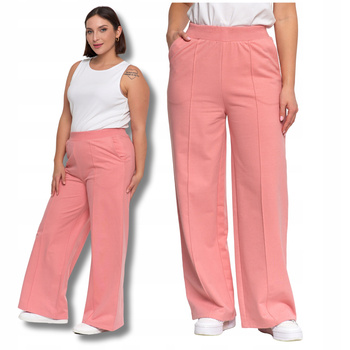 SPODNIE DAMSKIE Szerokie Nogawki Eleganckie Dresowe Wysoki Stan MORAJ