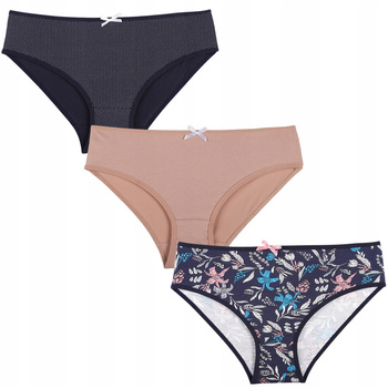 Figi Damskie Bikini Majtki Klasyczne Wygodne Bawełniane 3-PAK MORAJ 