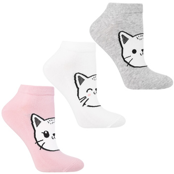 SKARPETKI STOPKI DAMSKIE NISKIE SKARPETY UROCZE KOTY KOTKI MORAJ 3PAK