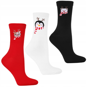 Skarpetki Świąteczne Skarpety PREZENT NA ŚWIĘTA Urocze 3-PAK MORAJ 