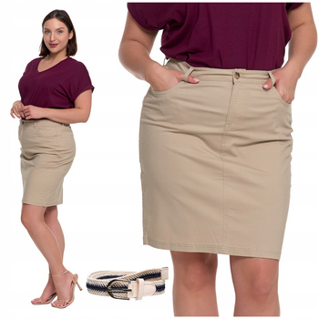 SPÓDNICA DAMSKA Ołówkowa Dopasowana Spódniczka z Paskiem Gładka MORAJ 