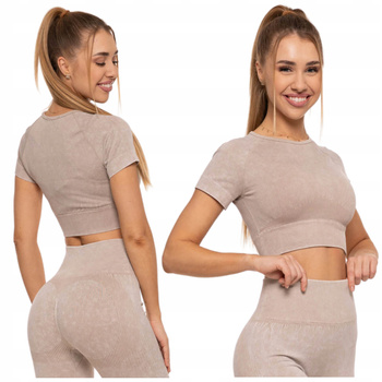 CROP-TOP DAMSKI z Krótkim Rękawem Stylowa Koszulka Sportowa MORAJ
