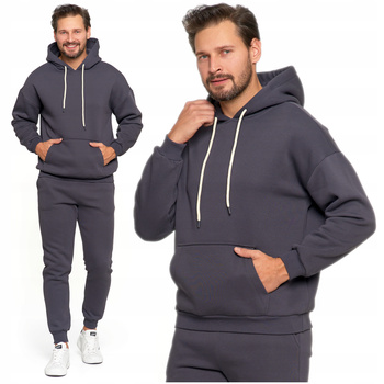 Ciepła BLUZA MĘSKA Dresowa Przez Głowę z Kapturem Luźna Oversize MORAJ 