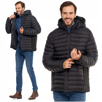 KURTKA MĘSKA Pikowana Przejściowa na Jesień z Odpinanym Kapturem MORAJ 