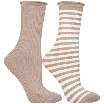 Wysokie Skarpety Damskie MORAJ Długie Skarpetki w Paski 2-PARY 