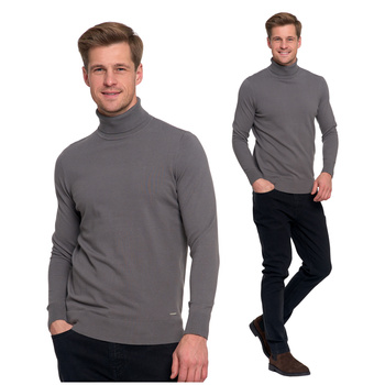 ELEGANCKI SWETER MĘSKI CIENKI GOLF KLASYCZNY GŁADKI DOPASOWANY MORAJ