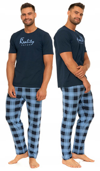 Piżama Męska krótki rękaw spodnie kratka Moraj 