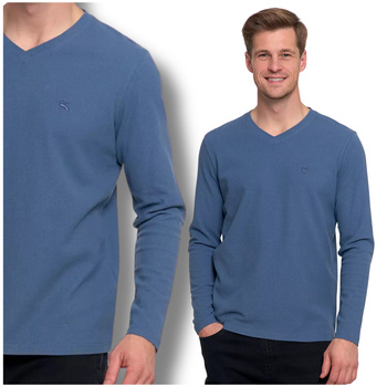 KOSZULKA MĘSKA Z DŁUGIM RĘKAWEM LONGSLEEVE WAFLOWANY BAWEŁNA MORAJ