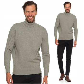 Sweter Męski z Golfem Klasyczny Bawełna Modny Wygodny Szary Golf MORAJ 