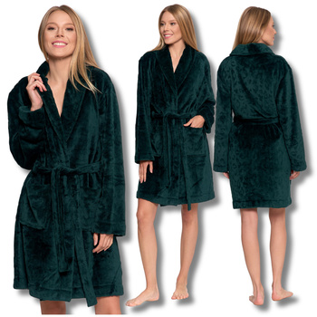 CIEPŁY SZLAFROK DAMSKI NA PREZENT TŁOCZONA PANTERKA WIĄZANY MORAJ