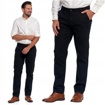 SPODNIE MĘSKIE Eleganckie Czarne Chinosy Prosta Nogawka Modne MORAJ 