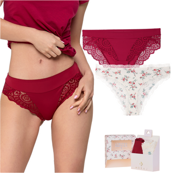 Figi Damskie Eleganckie Majtki Koronka Uroczy Kartonik na Prezent MORAJ 