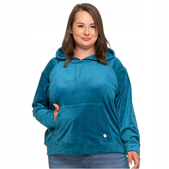 Welurowa BLUZA DAMSKA z Kapturem Przez Głowę Welur Wygodna MORAJ 