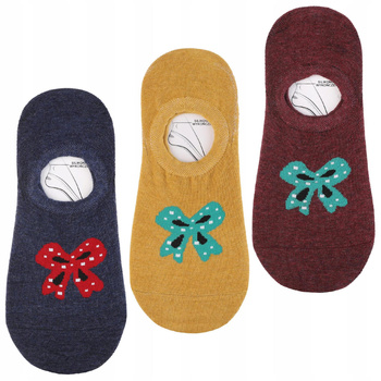 NISKIE STOPKI Damskie Skarpetki Balerinki Silikon Kokardki MORAJ 3PAK 