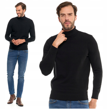 Elegancki Golf Męski Sweter Pod Szyję Klasyczny Cienki Sweterek MORAJ 