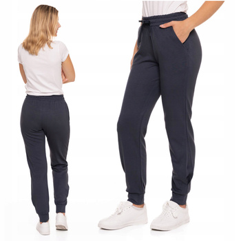 Klasyczne Spodnie Dresowe Damskie Grafitowe Wygodne Wiązane MORAJ 