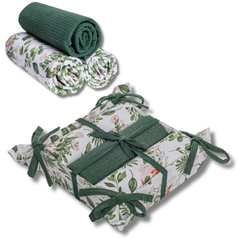 RĘCZNIKI KUCHENNE ELEGANCKIE ŚCIERKI W KOSZYCZKU KWIATKI 40x70 MORAJ 3SZT