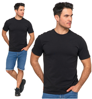 T-Shirt Koszulka Klasyczna Męska 100% Bawełna Krótki Rękaw Czarna MORAJ 