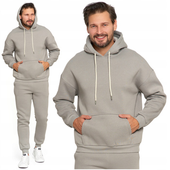 Ciepła BLUZA MĘSKA Dresowa Przez Głowę z Kapturem Luźna Oversize MORAJ 