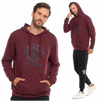 BLUZA MĘSKA z Kapturem Przez Głowę Klasyczna z Nadrukiem Sportowa MORAJ 