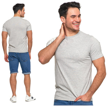 T-Shirt Koszulka Klasyczna Męska Bawełniana Krótki Rękaw Szara MORAJ 