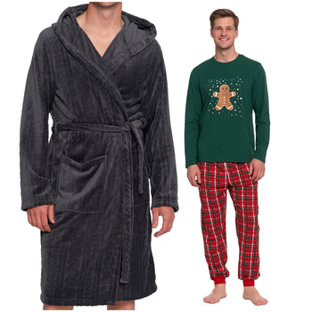 ZESTAW PREZENTOWY MĘSKI SZLAFROK I PIŻAMA PREZENT NA ŚWIĘTA MORAJ 