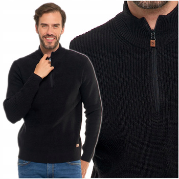 Sweter Męski Ze Stójką Zapinany Pod Szyją Elegancki Sweterek Ciepły MORAJ 