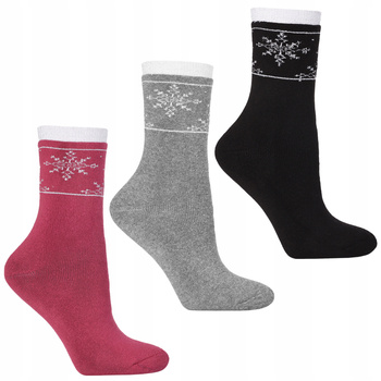 Grube SKARPETKI Ozdobna Nić Śnieżynki PREZENT NA ŚWIĘTA 3-PAK MORAJ 