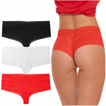 Figi Damskie Koronkowe Wygodne Bikini Majtki Koronka Modne 3 szt. MORAJ 