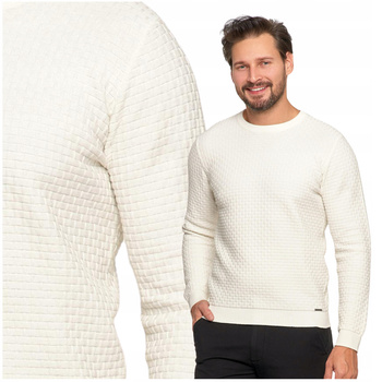 SWETER MĘSKI Elegancki Klasyczny z teksturą Modny Bawełniany MORAJ