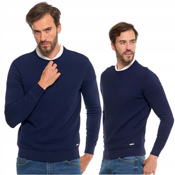 Elegancki SWETER MĘSKI Klasyczny Okrągły Dekolt Modny Kolor MORAJ 