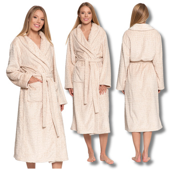 CIEPŁY SZLAFROK DAMSKI DŁUGI ELEGNACKI NA PREZENT PUSZYSTY MODNY MORAJ