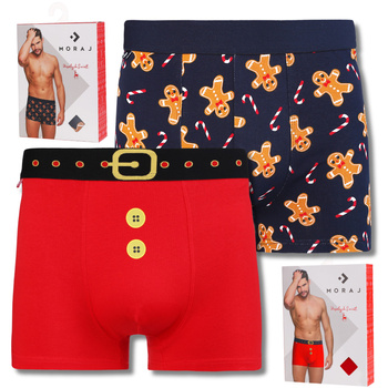 ŚWIĄTECZNE BOKSERKI MĘSKIE MAJTKI PREZENT NA ŚWIĘTA MIKOŁAJKI 2-PAK MORAJ 